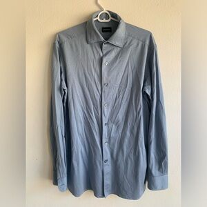 Ermenegildo Zegna Light Blue Cotton Silk Long Sleeve Button Up Shirt Medium Mens